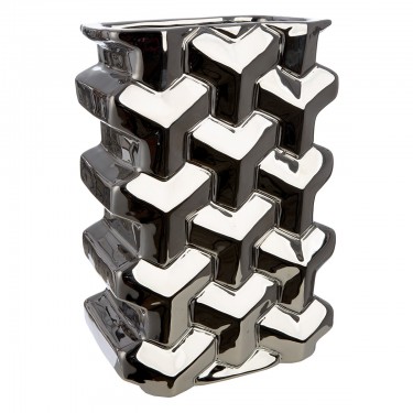  Βάζο Ορθογώνιο Κεραμικό Ασημί χρώμα 15X10X22Cm 15X10X22Cm