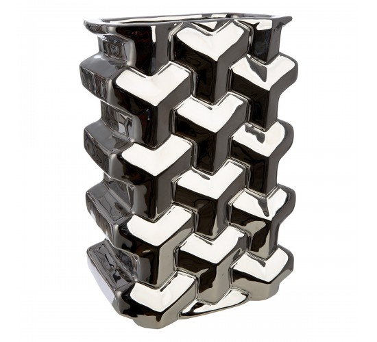 Βάζο Ορθογώνιο Κεραμικό Ασημί χρώμα 15X10X22Cm 15X10X22Cm Βάζο Ορθογώνιο Κεραμικό Ασημί χρώμα 15X10X22Cm 15X10X22Cm