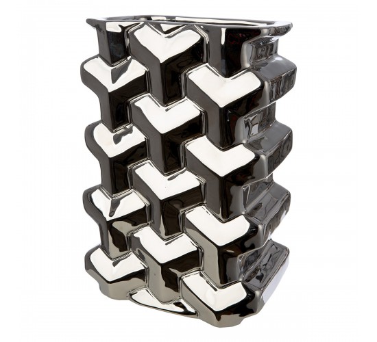 Βάζο Ορθογώνιο Κεραμικό Ασημί χρώμα 15X10X22Cm 15X10X22Cm Βάζο Ορθογώνιο Κεραμικό Ασημί χρώμα 15X10X22Cm 15X10X22Cm
