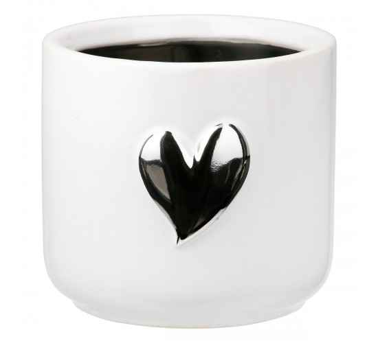 Planter Heart Motif Κεραμικό Λευκό D8X9Cm D8X9Cm Planter Heart Motif Κεραμικό Λευκό D8X9Cm D8X9Cm