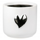  Planter Heart Motif Κεραμικό Λευκό D8X9Cm D8X9Cm