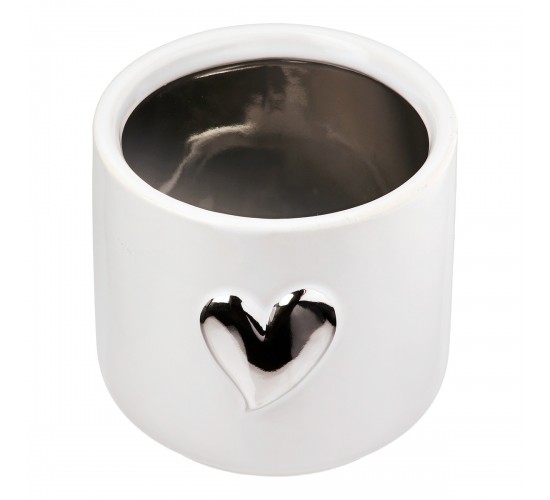 Planter Heart Motif Κεραμικό Λευκό D8X9Cm D8X9Cm Planter Heart Motif Κεραμικό Λευκό D8X9Cm D8X9Cm