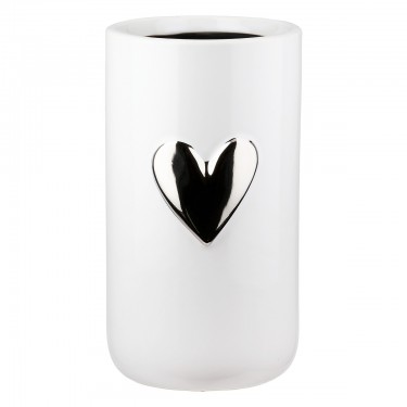  Βάζο Καρδιά Μοτίφ Κεραμικό Λευκό D9X16Cm D9X16Cm