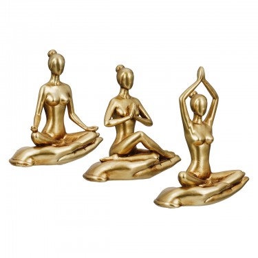  Figure Yoga Motif Συνθετική Ρητίνη Χρυσού Χρυσού Ποικιλία 3 φορές 16X8X21Cm 16X8X21Cm