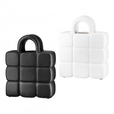  Βάζο Κεραμικό Μαύρο Λευκό 2 Ποικιλία 15X5X19Cm 15X5X19Cm