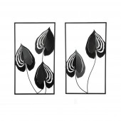  Ανάγλυφο τοίχου μοτίβο φύλλου μεταλλικό μαύρο 2 Ποικιλία 30X2X55Cm 30X2X55Cm