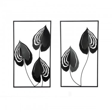  Ανάγλυφο τοίχου μοτίβο φύλλου μεταλλικό μαύρο 2 Ποικιλία 30X2X55Cm 30X2X55Cm