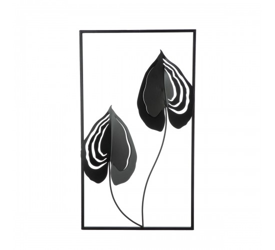  Ανάγλυφο τοίχου μοτίβο φύλλου μεταλλικό μαύρο 2 Ποικιλία 30X2X55Cm 30X2X55Cm
