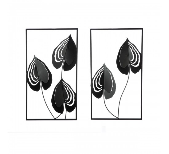  Ανάγλυφο τοίχου μοτίβο φύλλου μεταλλικό μαύρο 2 Ποικιλία 30X2X55Cm 30X2X55Cm
