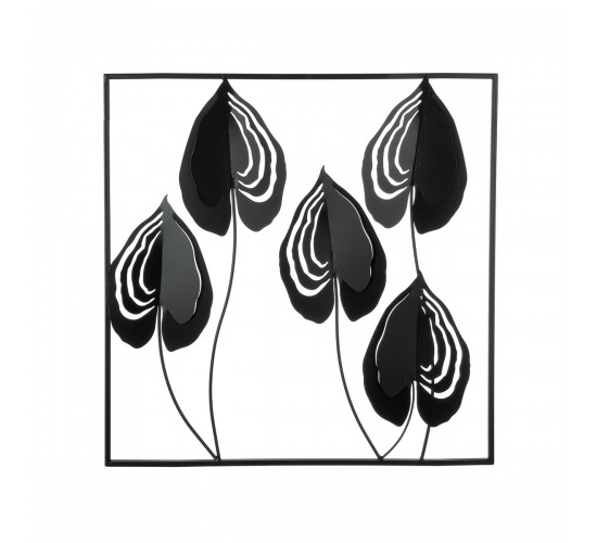 Ανάγλυφο τοίχου Μοτίβο φύλλου μεταλλικό μαύρο 55X2X55Cm 55X2X55Cm