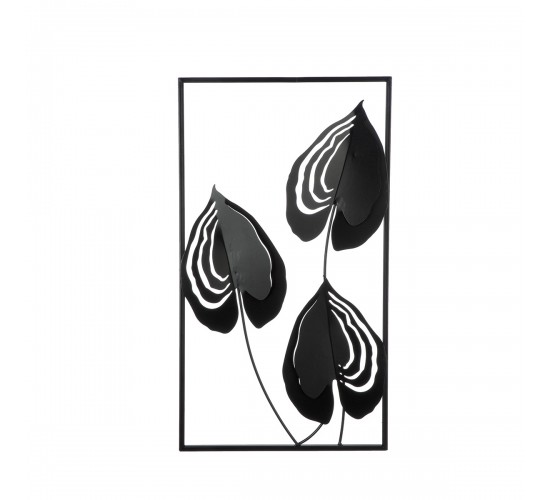 Ανάγλυφο τοίχου Μοτίβο φύλλου μεταλλικό μαύρο 55X2X55Cm 55X2X55Cm