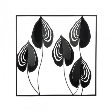 Ανάγλυφο τοίχου Μοτίβο φύλλου μεταλλικό μαύρο 55X2X55Cm 55X2X55Cm