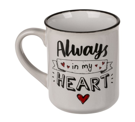 Κούπα ‘Always In My Heart’ Λευκό/Μαύρο Κεραμικό 250ml Κούπα ‘Always In My Heart’ Λευκό/Μαύρο Κεραμικό 250ml