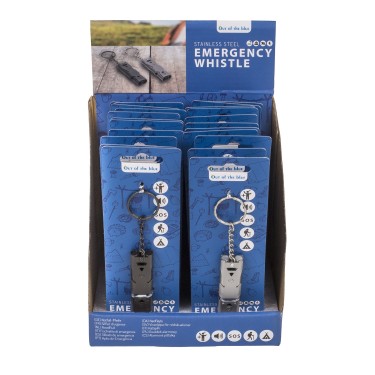 Μπρελόκ Κλειδιών Με Σφυρίχτρα Έκτακτης Ανάγκης Ανοξείδωτο Μέταλλο 5.7cm Σε 2 Χρώματα