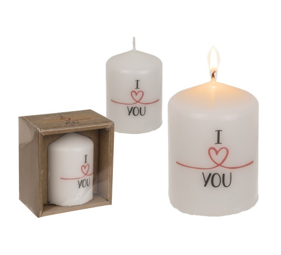 Κερί Κύλινδρος ‘I Love You’ Λευκό 6x8cm Κερί Κύλινδρος ‘I Love You’ Λευκό 6x8cm
