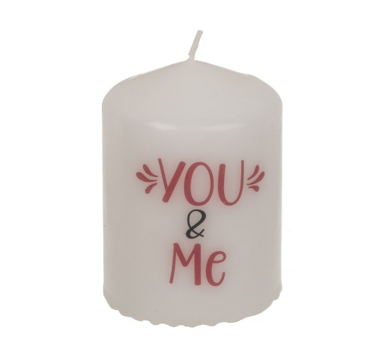 Κερί Κύλινδρος ‘You & Me’ Λευκό 6x8cm Κερί Κύλινδρος ‘You & Me’ Λευκό 6x8cm