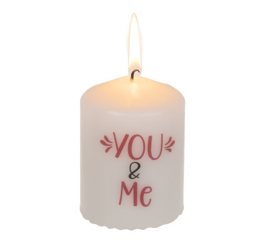 Κερί Κύλινδρος ‘You & Me’ Λευκό 6x8cm Κερί Κύλινδρος ‘You & Me’ Λευκό 6x8cm