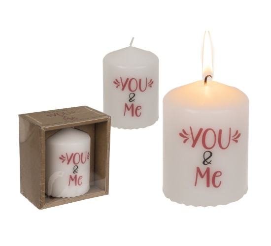 Κερί Κύλινδρος ‘You & Me’ Λευκό 6x8cm Κερί Κύλινδρος ‘You & Me’ Λευκό 6x8cm