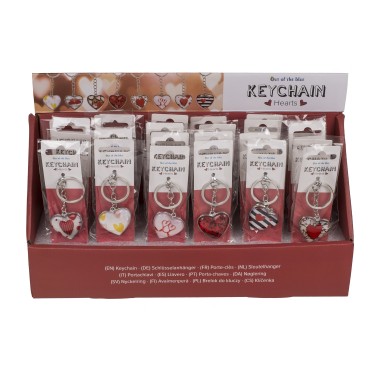Μπρελόκ Κλειδιών Μενταγιόν Καρδιά Μέταλλο/Γυαλί 3.5cm Σε 8 Σχέδια