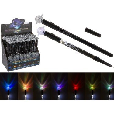 Στυλό Fineliner Με Λαμπάκι LED Πλανήτης Ποσειδώνας Μπαταρίας Μαύρο Πλαστικό 21cm