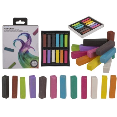 Κιμωλία Μαλλιών 4cm Σε Διάφορα Χρώματα Σετ 12Τμχ