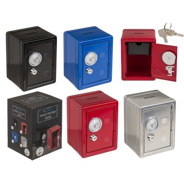 Κουμπαράς Χρηματοκιβώτιο Με Συνδυασμό Και Κλειδαριά Μέταλλο 16x11.5x10cm Σε 4 Χρώματα