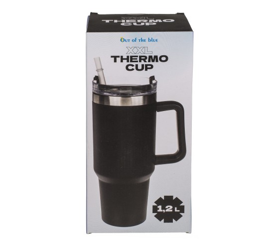Κούπα Θερμός Με Ανοξείδωτο Εσωτερικό Με Καλαμάκι Μαύρο 1.2lt