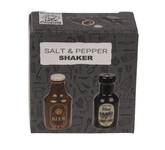 Σετ Δοχεία Αλατοπίπερο Μπουκάλι Κρασί Και Μπύρας Κεραμικό 4.5x4.5x6cm 2Τμχ