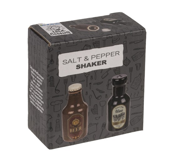 Σετ Δοχεία Αλατοπίπερο Μπουκάλι Κρασί Και Μπύρας Κεραμικό 4.5x4.5x6cm 2Τμχ