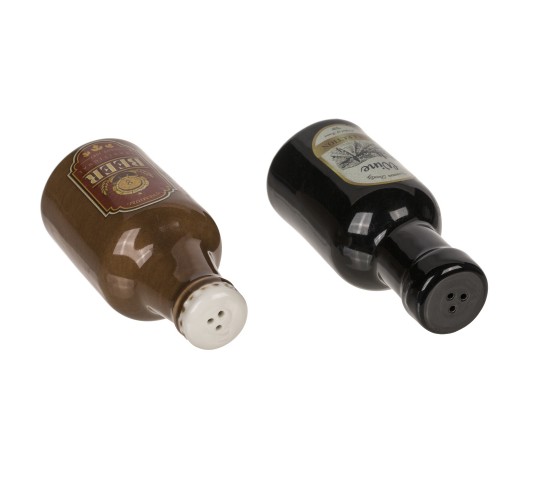 Σετ Δοχεία Αλατοπίπερο Μπουκάλι Κρασί Και Μπύρας Κεραμικό 4.5x4.5x6cm 2Τμχ