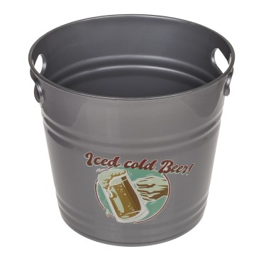 Δοχείο Πάγου ‘Iced Cold Beer!’ Με Χερούλια Γκρι Μέταλλο 6lt