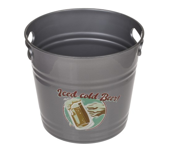 Δοχείο Πάγου ‘Iced Cold Beer!’ Με Χερούλια Γκρι Μέταλλο 6lt Δοχείο Πάγου ‘Iced Cold Beer!’ Με Χερούλια Γκρι Μέταλλο 6lt