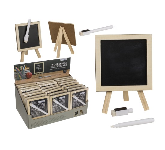 Μαυροπίνακας Μίνι Μαγνητικός Με Μαρκαδόρο Και Βάση Ξύλο 10cm