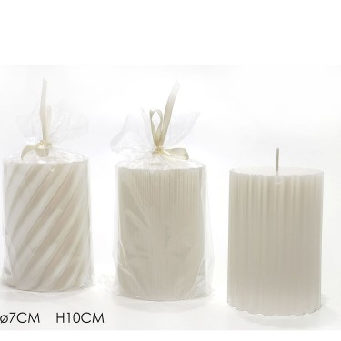 Χριστουγεννιάτικο Κερί Κυλινδρικό Λευκό Φ7x10cm