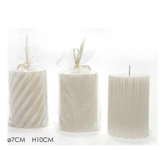 Χριστουγεννιάτικο Κερί Κυλινδρικό Λευκό Φ7x10cm