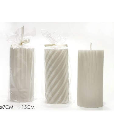 Χριστουγεννιάτικο Κερί Κυλινδρικό Λευκό Φ7x15cm