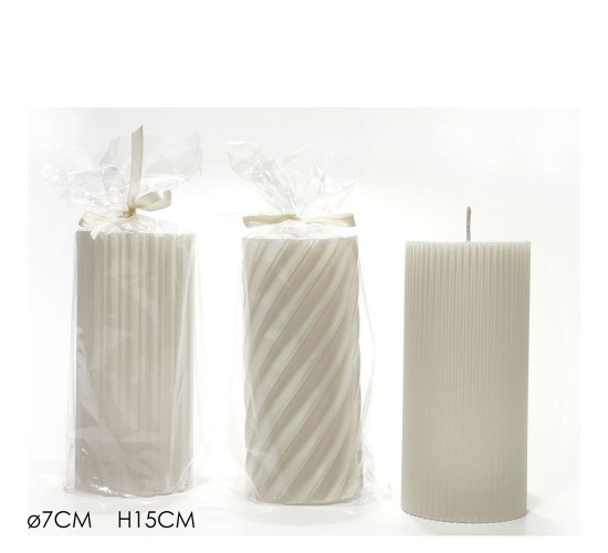 Χριστουγεννιάτικο Κερί Κυλινδρικό Λευκό Φ7x15cm