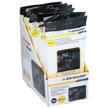 Υγρά Μαντηλάκια Καθαρισμού Εσωτερικού Βανίλια DUNLOP 20Τμχ