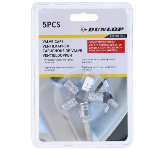 Καπάκια Βαλβίδων Ασημί Αλουμίνιο DUNLOP 5Τμχ