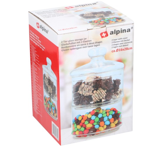 Γυάλινο Βάζο Αποθήκευσης 2 Επιπέδων 16x28cm ALPINA Γυάλινο Βάζο Αποθήκευσης 2 Επιπέδων 16x28cm ALPINA