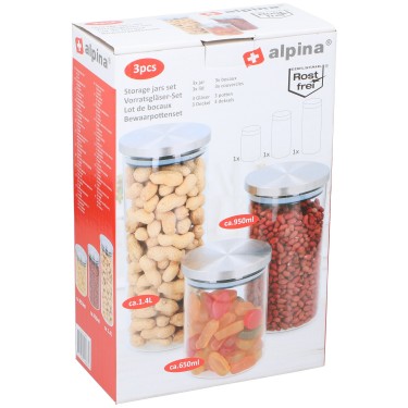 Σετ Βάζων Αποθήκευσης 3Τμχ Γυάλινα ALPINA