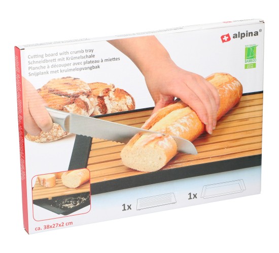 Ξύλο Κοπής με Δίσκο Ψίχουλων 38x27x2cm ALPINA Ξύλο Κοπής με Δίσκο Ψίχουλων 38x27x2cm ALPINA