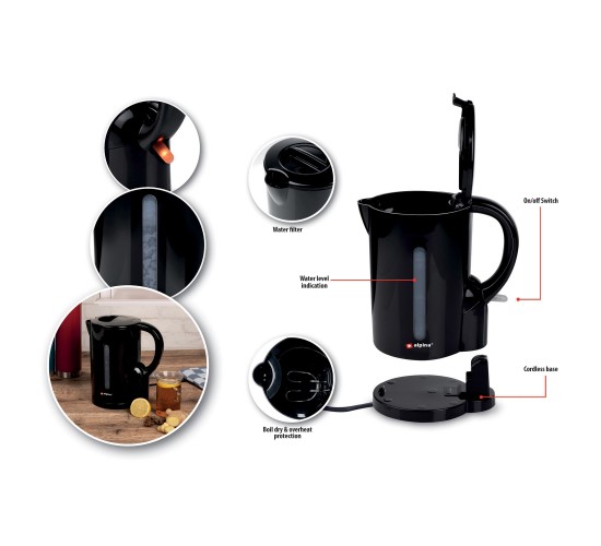 Ηλεκτρικός Βραστήρας 1.7L Μαύρος ALPINA