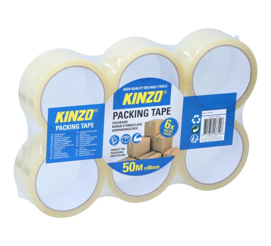 Ταινία Συσκευασίας Διαφανής 6Τμχ 50m x 48mm KINZO Ταινία Συσκευασίας Διαφανής 6Τμχ 50m x 48mm KINZO