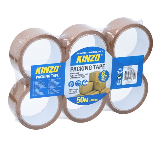 Ταινία Συσκευασίας Καφέ 6Τμχ 50m x 48mm KINZO Ταινία Συσκευασίας Καφέ 6Τμχ 50m x 48mm KINZO