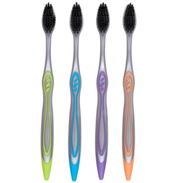Οδοντόβουρτσα Μαλακή Μαύρη/Πολύχρωμη 4Τμχ