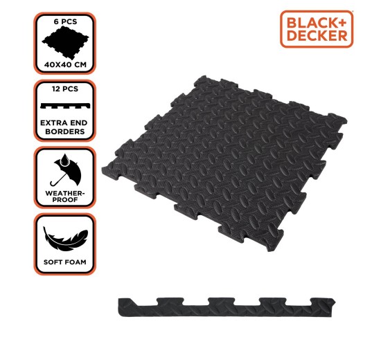 Πλακάκια Δαπέδου Μαύρα 40x40cm BLACK DECKER 6Τμχ Πλακάκια Δαπέδου Μαύρα 40x40cm BLACK DECKER 6Τμχ
