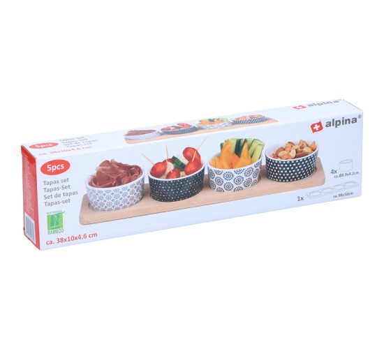Σετ Τάπας 5Τμχ Μπαμπού/Κεραμικό 38x10x4.6cm ALPINA Σετ Τάπας 5Τμχ Μπαμπού/Κεραμικό 38x10x4.6cm ALPINA