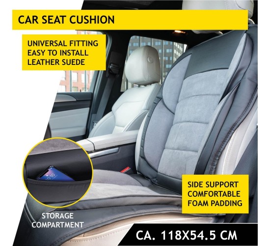 Μαξιλάρι Καθίσματος Αυτοκινήτου PVC/Σουέτ Γκρι 118x54.5cm