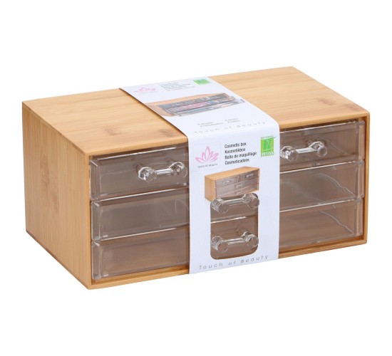 Κουτί Καλλυντικών με 4 Συρτάρια Μπαμπού 13.8x23.7x11cm